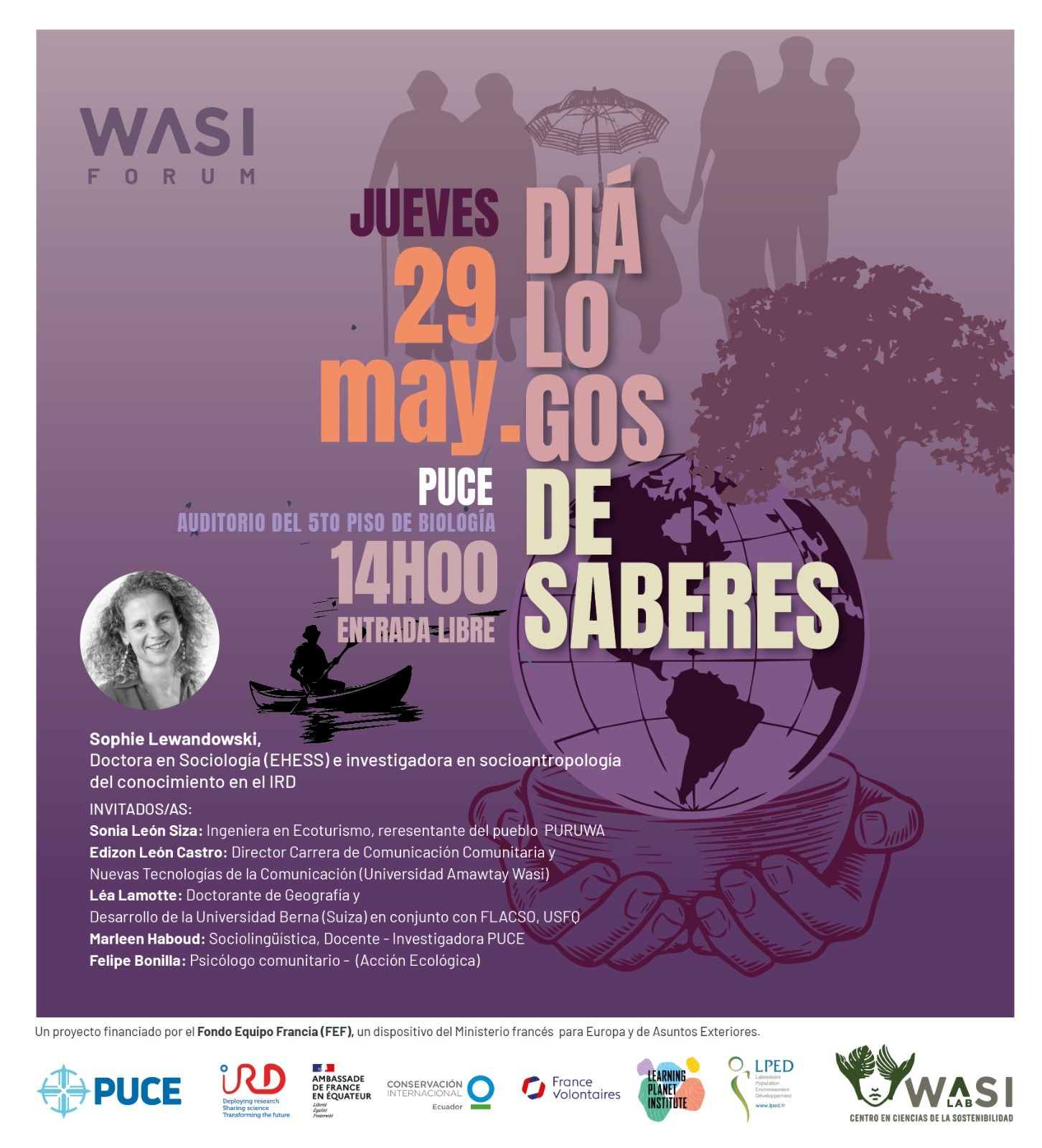 Conversatorio: “Diálogo de saberes”, organizado por el WasiLab, Centro Interdisciplinario de Ciencias de la Sostenibilidad (PUCE).