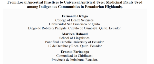 From Local Ancestral Practices to Universal Antiviral Uses: Medicinal Plants Used among Indigenous Communities in Ecuadorian Highlands