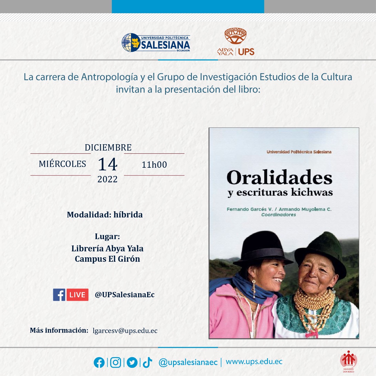 Lanzamiento del libro «Oralidades y escrituras kichwas»