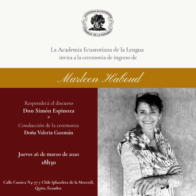 Incorporación de Marleen Haboud como miembro correspondiente de la Academia Ecuatoriana de la Lengua